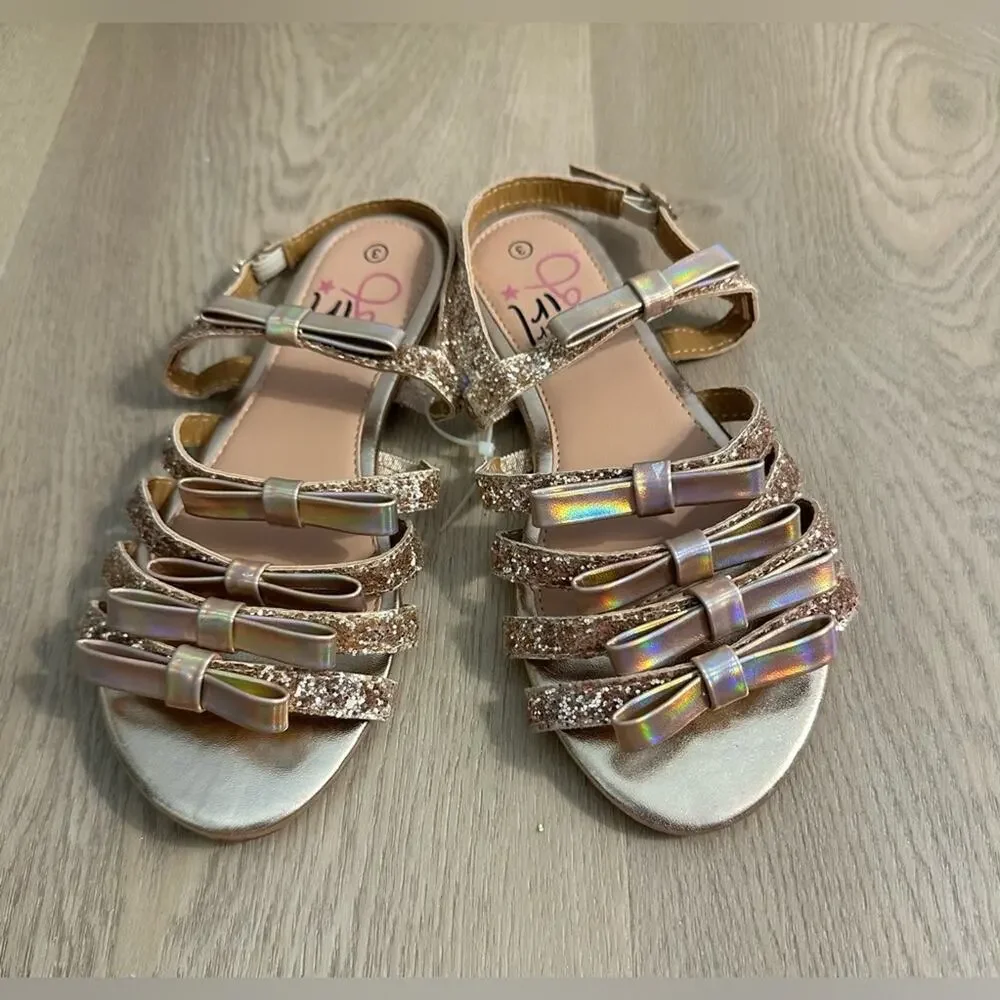 NWOT Olivia Miller Little Girls Size 3 Slingback Sandals in Rose Gold Glitter